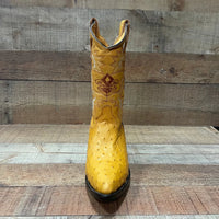 Men's Cowboy Western Ostrich Printed Pointed Boots Est. 099 Mango - OriginalWestern.com