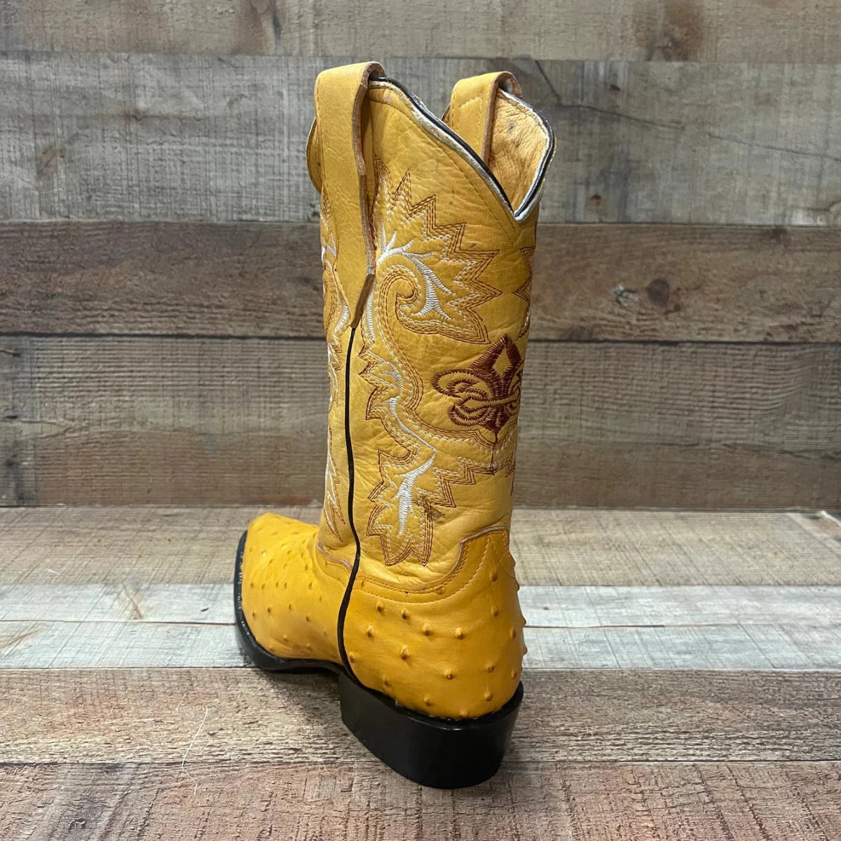 Men's Cowboy Western Ostrich Printed Pointed Boots Est. 099 Mango - OriginalWestern.com