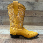 Men's Cowboy Western Ostrich Printed Pointed Boots Est. 099 Mango - OriginalWestern.com