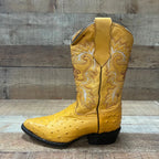 Men's Cowboy Western Ostrich Printed Pointed Boots Est. 099 Mango - OriginalWestern.com