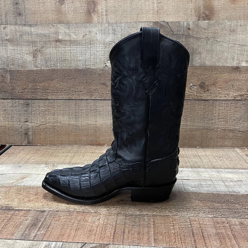 Men's Crocodile Print Leather Cowboy Boots Est. 099 Black - OriginalWestern.com
