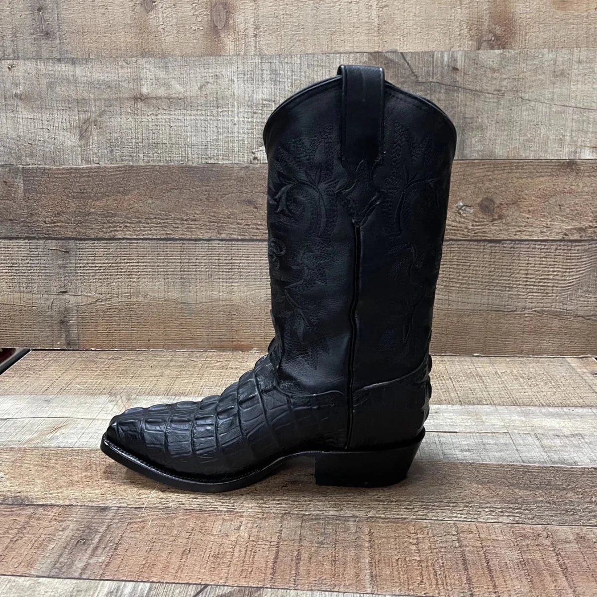 Men's Crocodile Print Leather Cowboy Boots Est. 099 Black - OriginalWestern.com