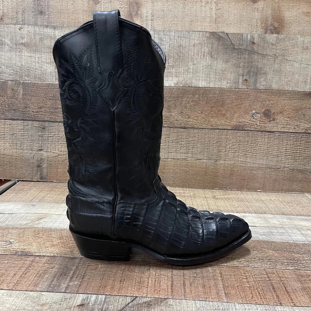 Men's Crocodile Print Leather Cowboy Boots Est. 099 Black - OriginalWestern.com