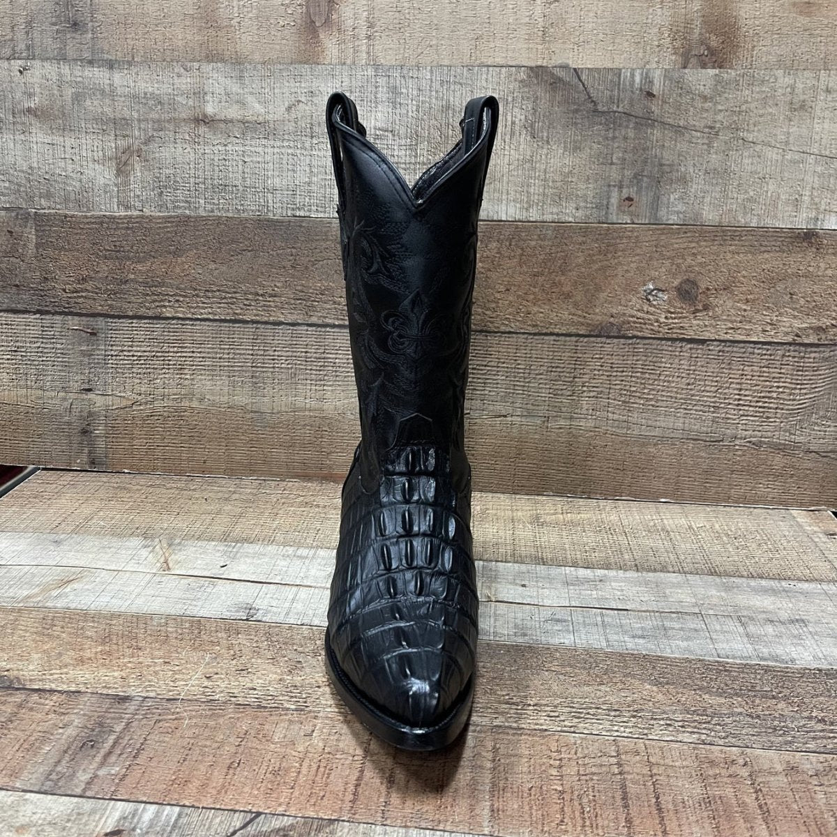 Men's Crocodile Print Leather Cowboy Boots Est. 099 Black - OriginalWestern.com