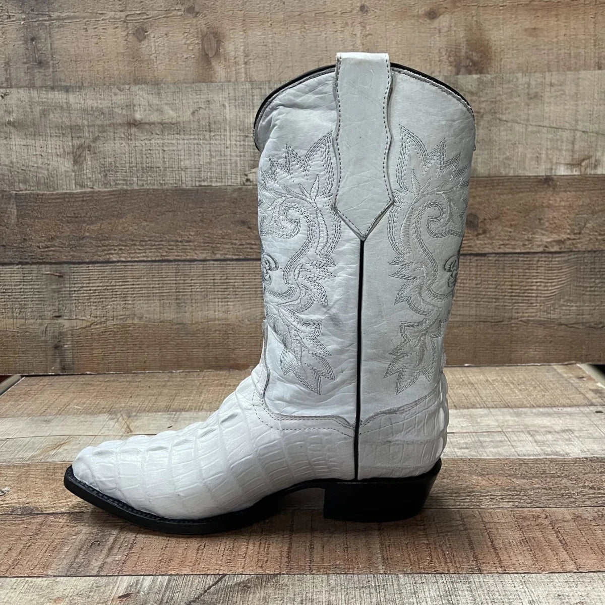 Men's Crocodile Print Leather Cowboy Boots Est. 099 Bone - OriginalWestern.com