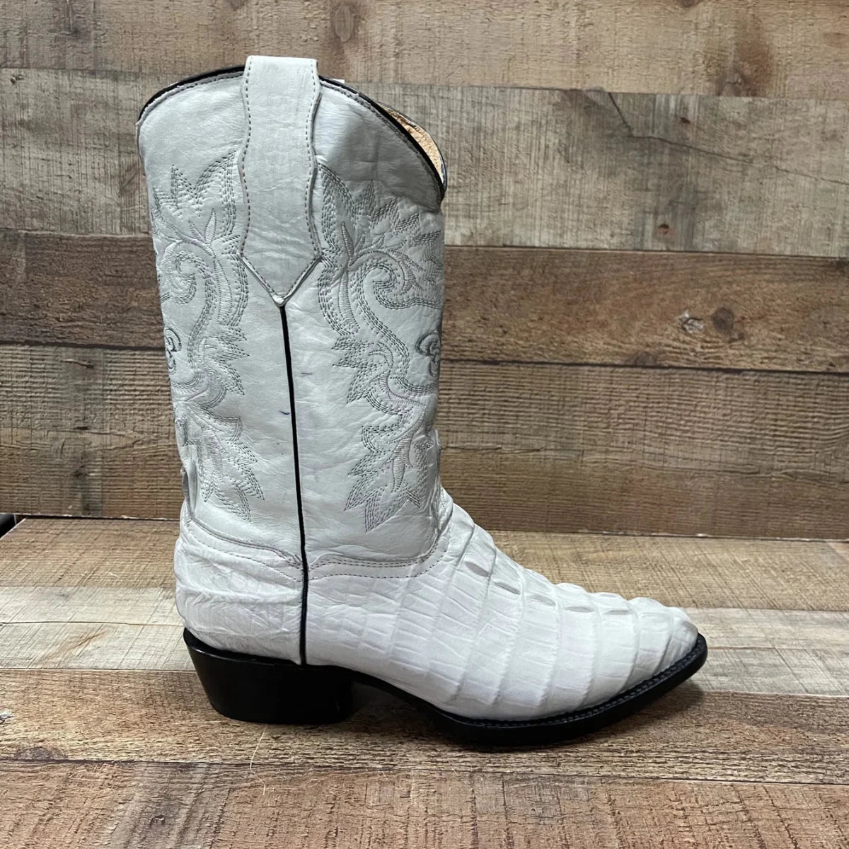Men's Crocodile Print Leather Cowboy Boots Est. 099 Bone - OriginalWestern.com