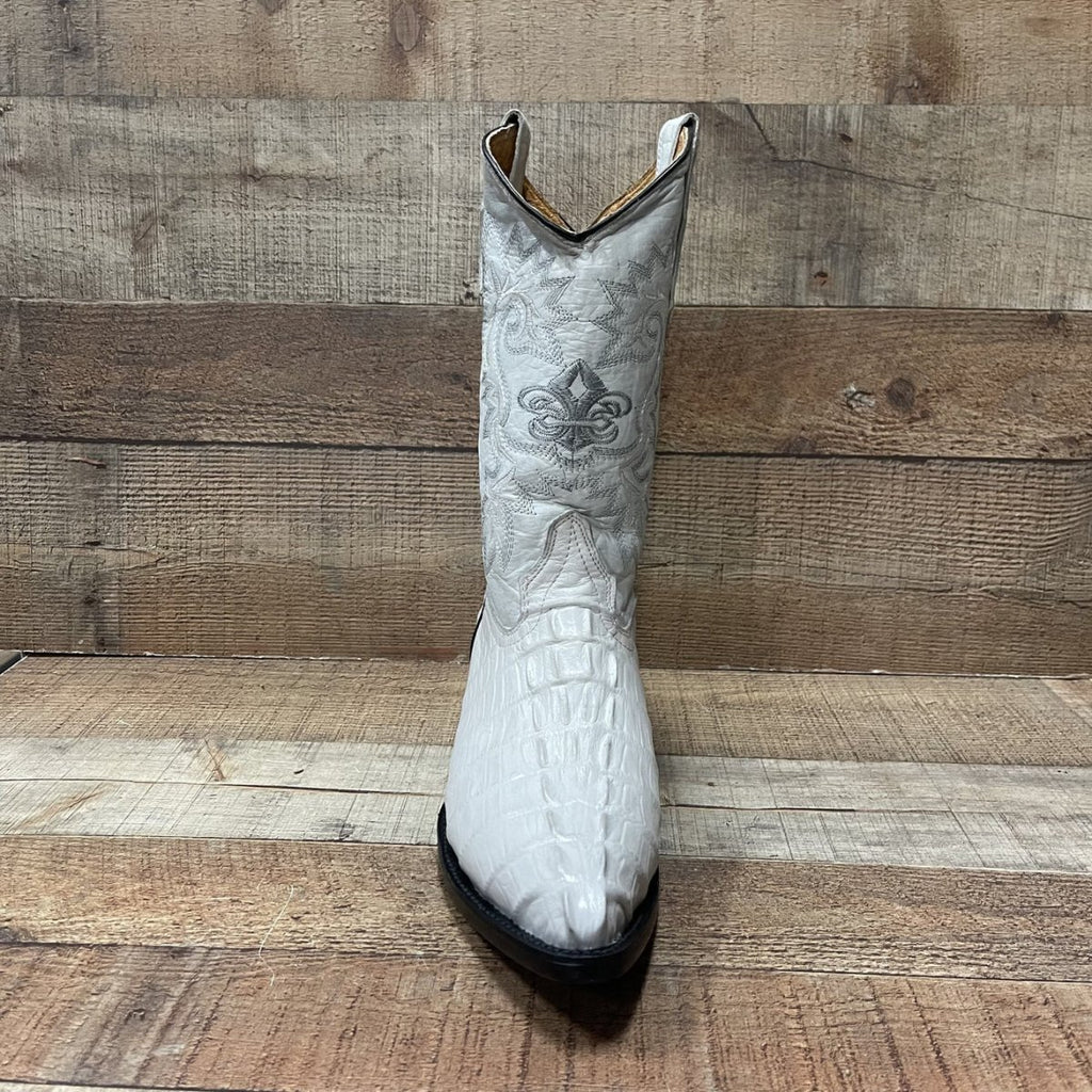 Men's Crocodile Print Leather Cowboy Boots Est. 099 Bone - OriginalWestern.com