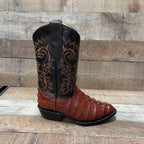Men's Crocodile Print Leather Cowboy Boots Est. 099 Cognac - OriginalWestern.com
