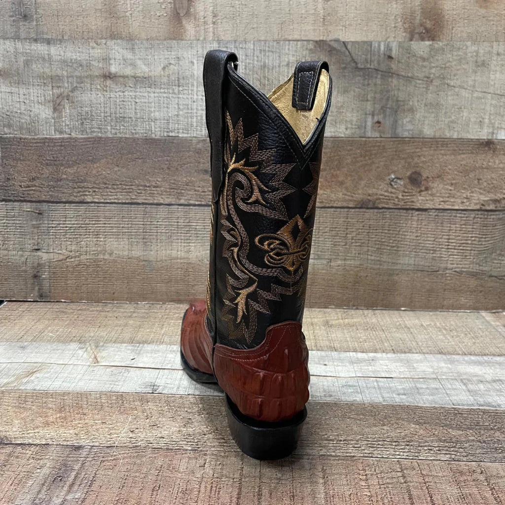 Men's Crocodile Print Leather Cowboy Boots Est. 099 Cognac - OriginalWestern.com