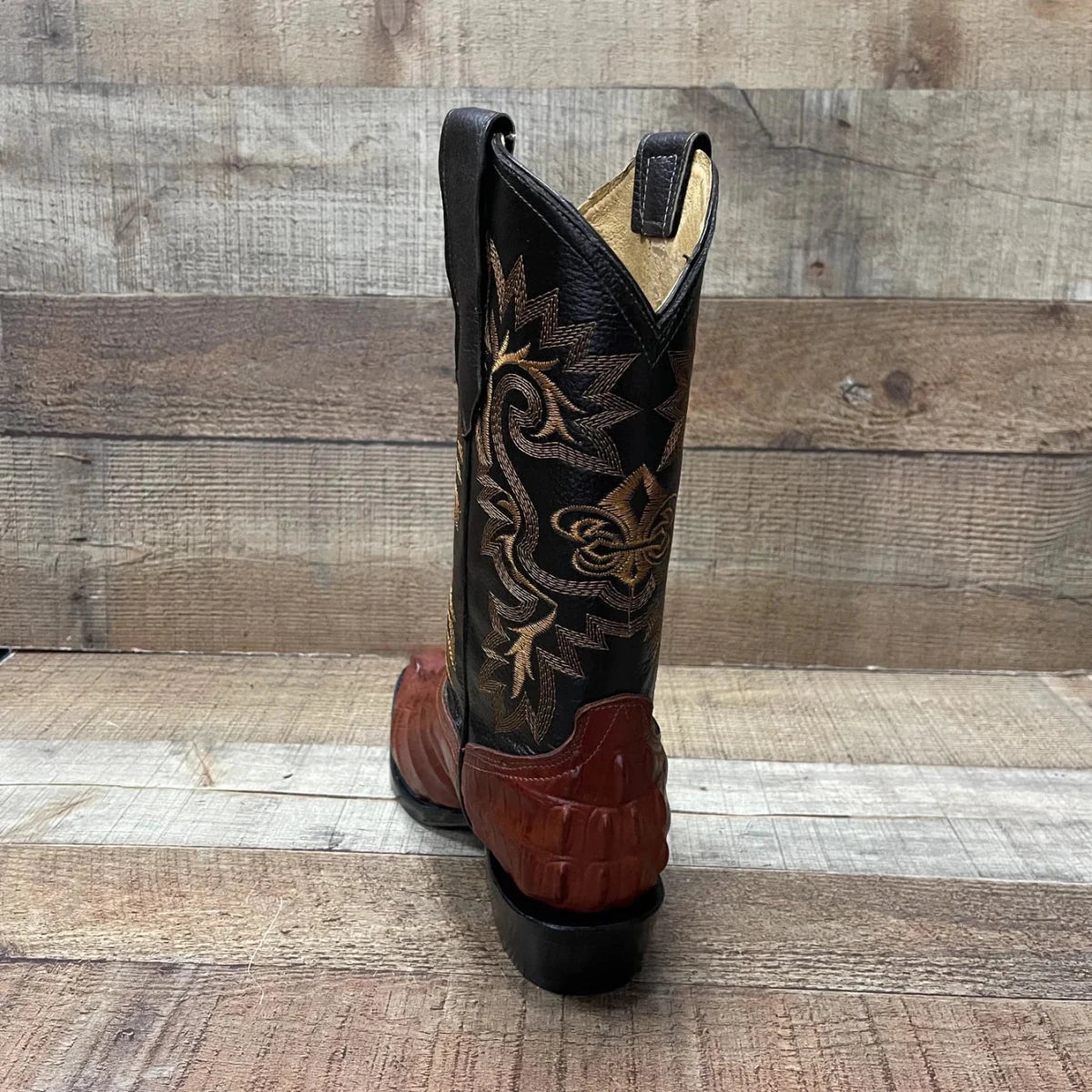 Men's Crocodile Print Leather Cowboy Boots Est. 099 Cognac - OriginalWestern.com