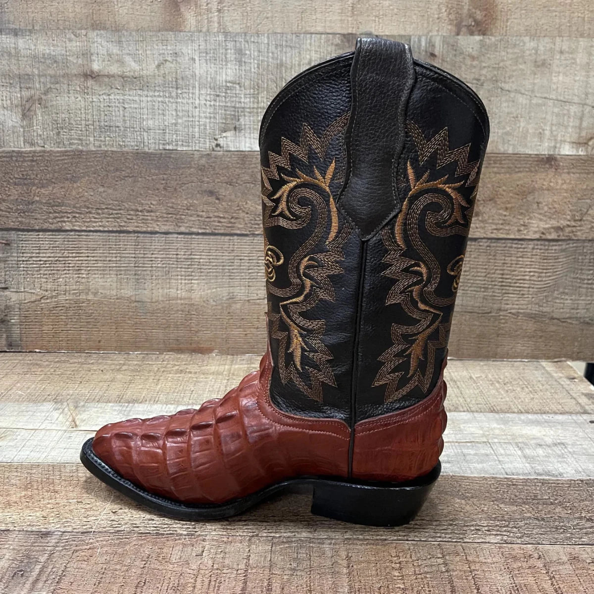 Men's Crocodile Print Leather Cowboy Boots Est. 099 Cognac - OriginalWestern.com