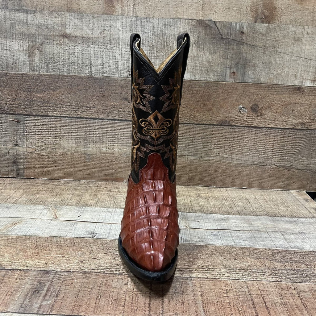 Men's Crocodile Print Leather Cowboy Boots Est. 099 Cognac - OriginalWestern.com