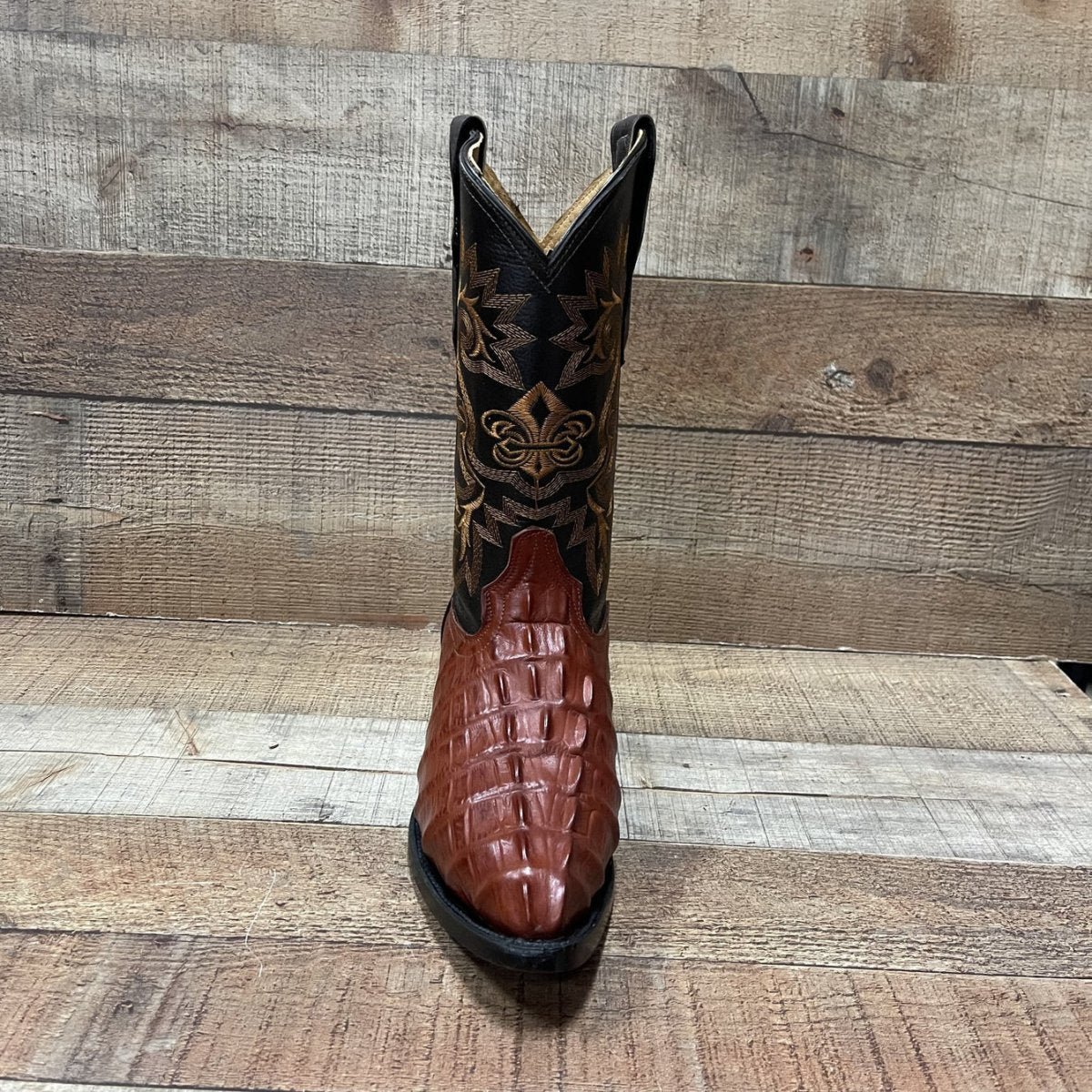 Men's Crocodile Print Leather Cowboy Boots Est. 099 Cognac - OriginalWestern.com