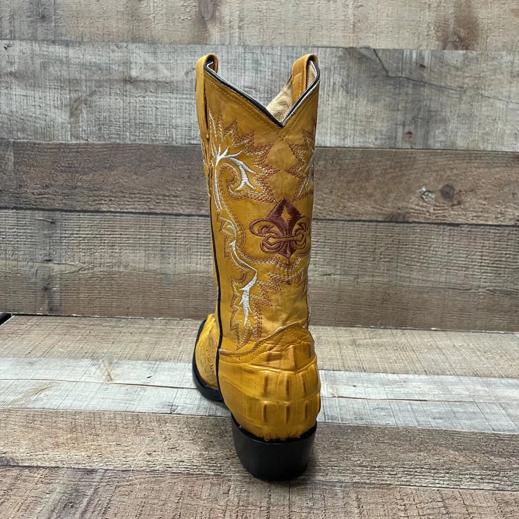 Men's Crocodile Print Leather Cowboy Boots Est. 099 Mango - OriginalWestern.com