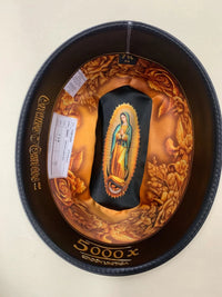 Men's Cuernos Chuecos Virgen de Guadalupe 5,000X Sinaloa Style Cowboy Straw Hat - OriginalWestern.com