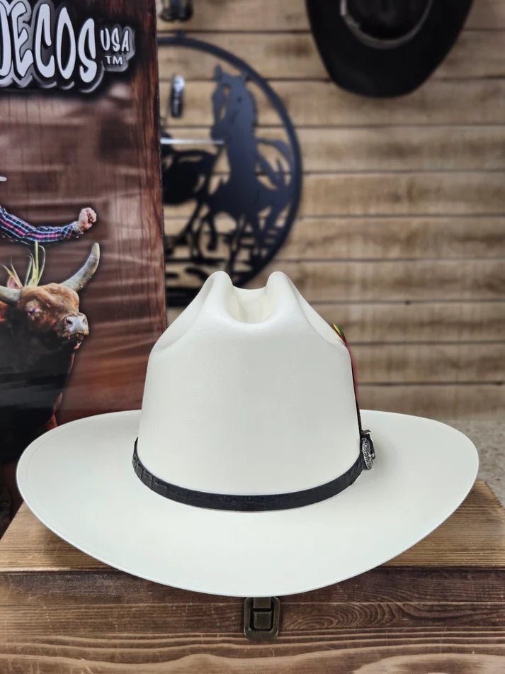 Men's Cuernos Chuecos Virgen de Guadalupe 5,000X Sinaloa Style Cowboy Straw Hat - OriginalWestern.com