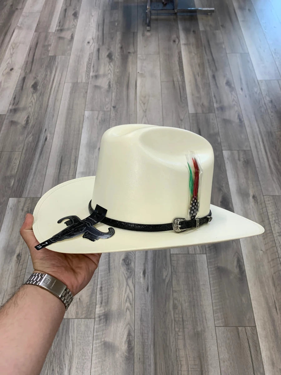 Men's Cuernos Chuecos Virgen de Guadalupe 5,000X Sinaloa Style Cowboy Straw Hat - OriginalWestern.com