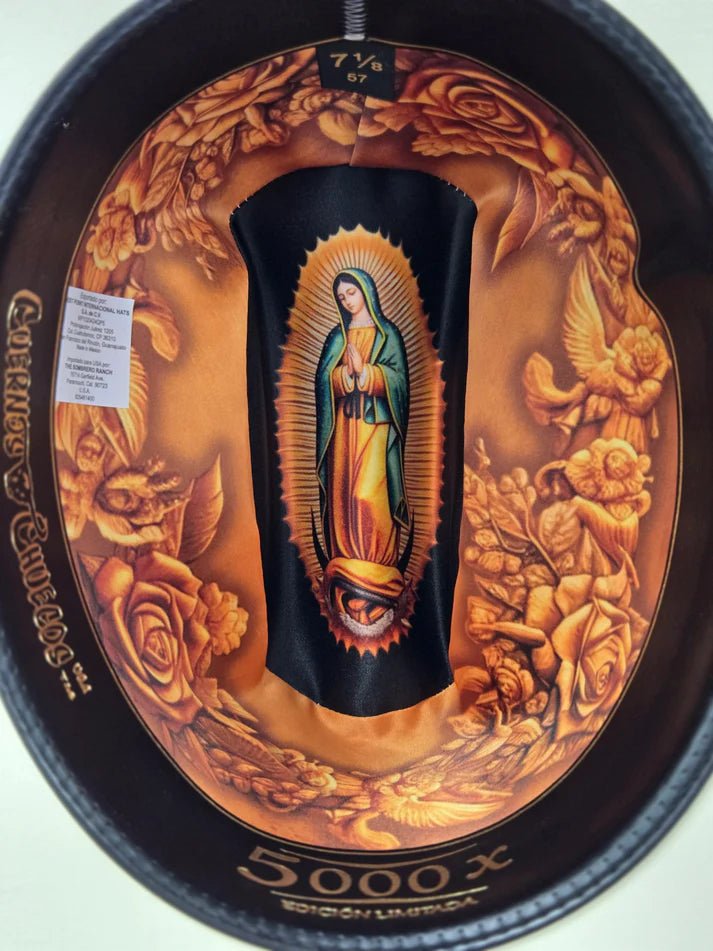 Men's Cuernos Chuecos Virgen de Guadalupe 5,000X Sinaloa Style Cowboy Straw Hat - OriginalWestern.com