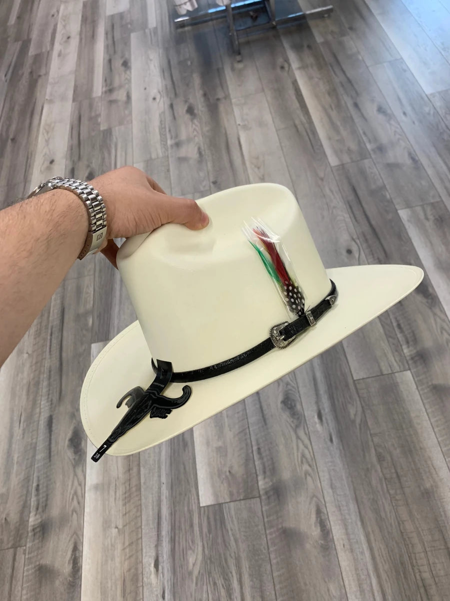 Men's Cuernos Chuecos Virgen de Guadalupe 5,000X Sinaloa Style Cowboy Straw Hat - OriginalWestern.com