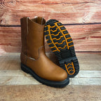 Men's Durable Truck Sole Round Toe Work Pull On Oil Resistant Leather Boots Est. 310 Gold - OriginalWestern.com