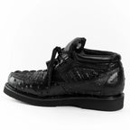 Men's Exotic Caiman and Ostrich Skin Print Casual Shoes - Black - OriginalWestern.com