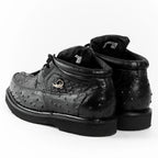 Men's Exotic Caiman and Ostrich Skin Print Casual Shoes - Black - OriginalWestern.com