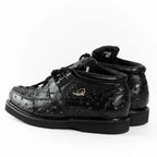 Men's Exotic Caiman and Ostrich Skin Print Casual Shoes - Black - OriginalWestern.com