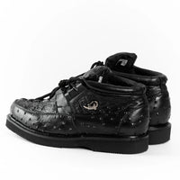 Men's Exotic Caiman and Ostrich Skin Print Casual Shoes - Black - OriginalWestern.com