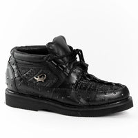 Men's Exotic Caiman and Ostrich Skin Print Casual Shoes - Black - OriginalWestern.com