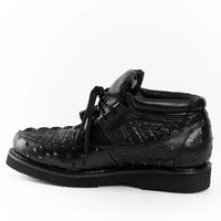 Men's Exotic Caiman and Ostrich Skin Print Casual Shoes - Black - OriginalWestern.com