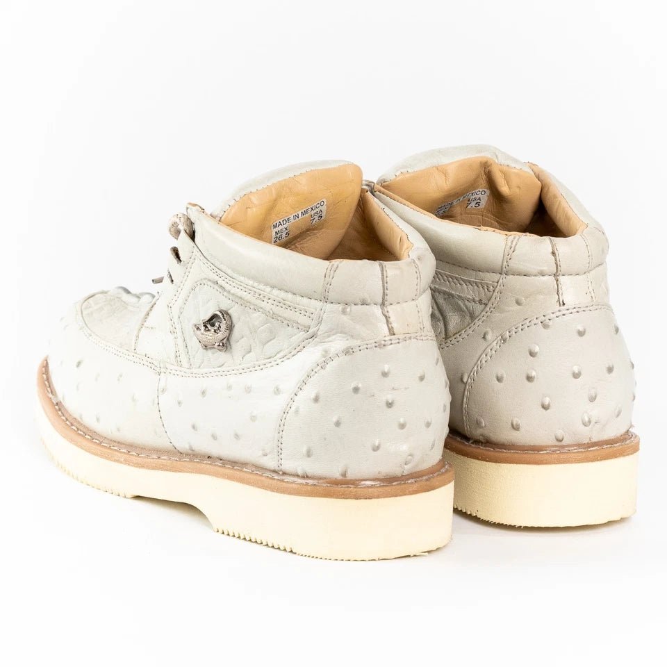 Men's Exotic Caiman and Ostrich Skin Print Casual Shoes - Winter White Bone - OriginalWestern.com
