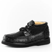 Men's Exotic Stingray and Ostrich Skin Print Casual Shoes - Black - OriginalWestern.com