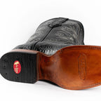 Men's Genuine Exotic Leather Caiman Alligator Print Square Toe Cowboy Boots - Black - OriginalWestern.com