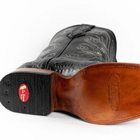 Men's Genuine Exotic Leather Caiman Alligator Print Square Toe Cowboy Boots - Black - OriginalWestern.com