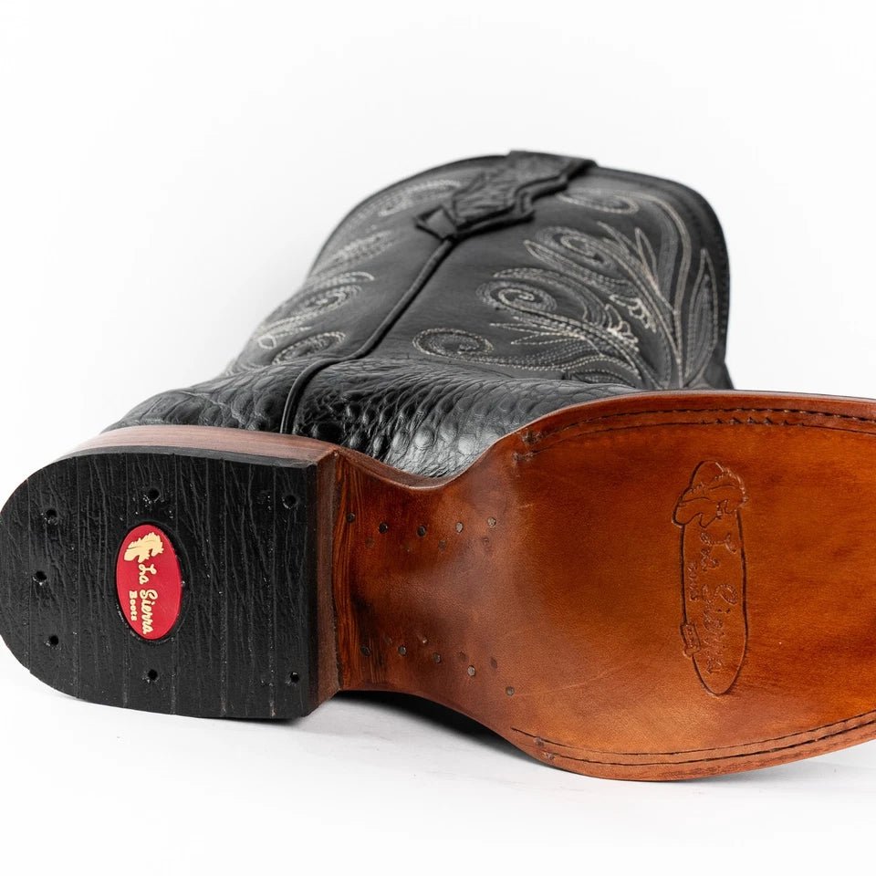Men's Genuine Exotic Leather Caiman Alligator Print Square Toe Cowboy Boots - Black - OriginalWestern.com