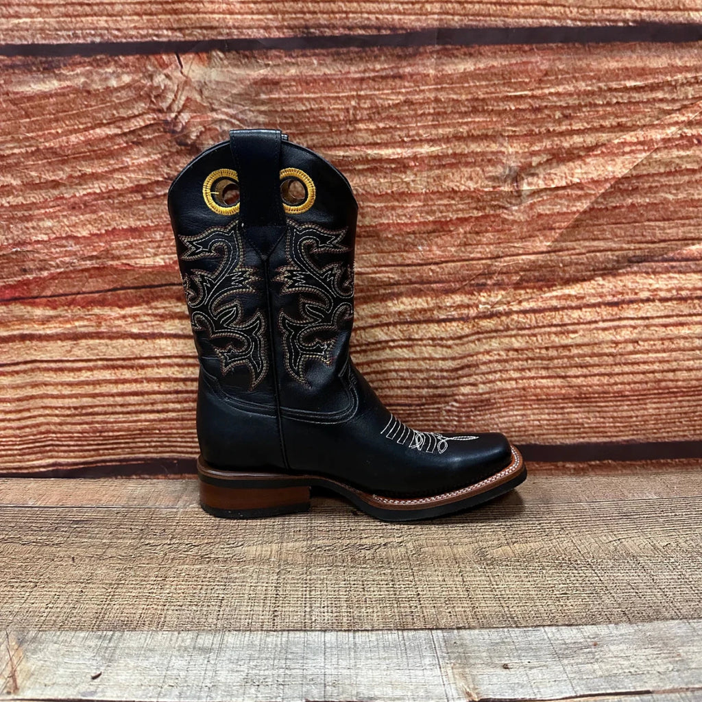 Men's Genuine Leather Western Cowboy Rodeo Square Toe Boot Est. 721 Black - OriginalWestern.com