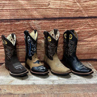 Men's Genuine Leather Western Cowboy Rodeo Square Toe Boot Est. 721 Black Brown Bull - OriginalWestern.com