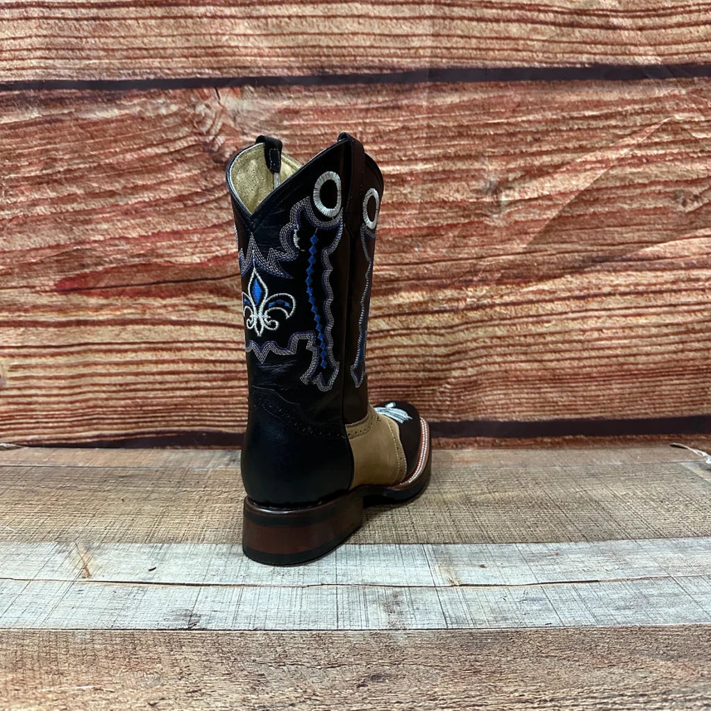 Men's Genuine Leather Western Cowboy Rodeo Square Toe Boot Est. 721 Black Brown Bull - OriginalWestern.com