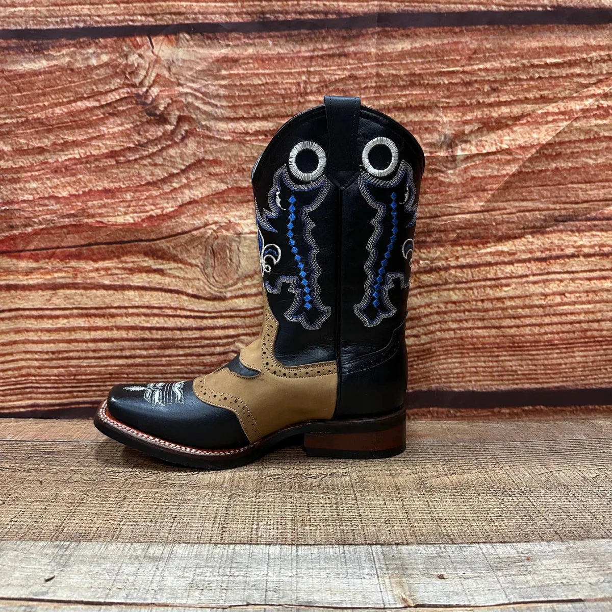 Men's Genuine Leather Western Cowboy Rodeo Square Toe Boot Est. 721 Black Brown Bull - OriginalWestern.com