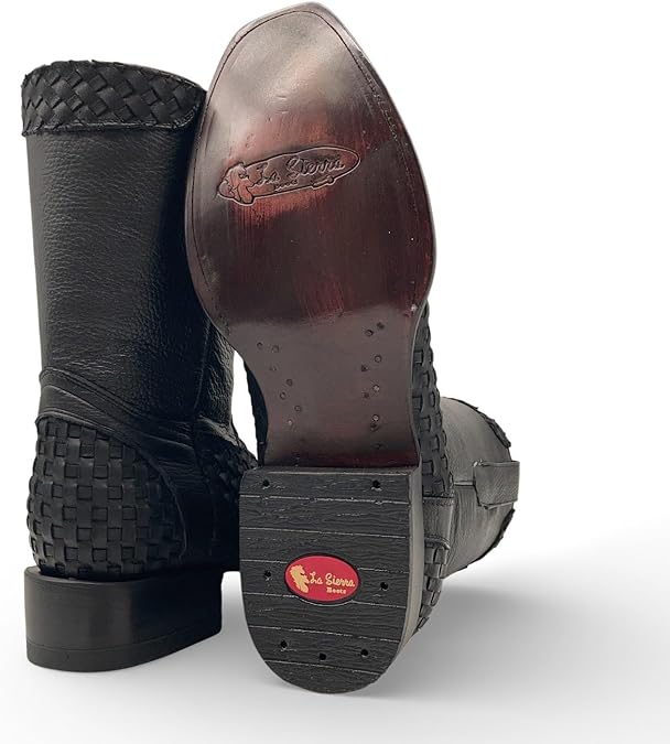Men's Genuine Petatillo Leather Dubai Square Toe Boots with Zipper - Black - OriginalWestern.com