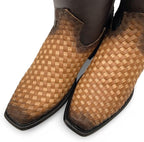 Men's Genuine Petatillo Leather Dubai Square Toe Boots with Zipper - Sand - OriginalWestern.com
