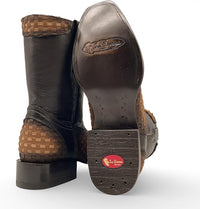 Men's Genuine Petatillo Leather Dubai Square Toe Boots with Zipper - Sand - OriginalWestern.com