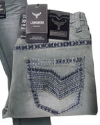 Men's Boot Cut Western Jeans – Stretch Denim Cowboy Pants – Gray 1870