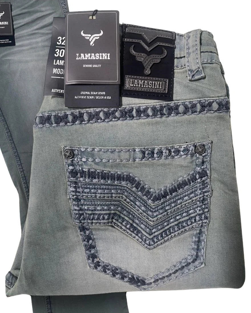 Men's Boot Cut Western Jeans – Stretch Denim Cowboy Pants – Gray 1870