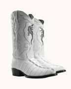 Men’s Joe Boots Caiman Print J - Toe Boots - Winter White - OriginalWestern.com