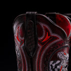 Men’s Joe Boots Python Print Snakeskin Square Toe Boots - Black Cherry - OriginalWestern.com