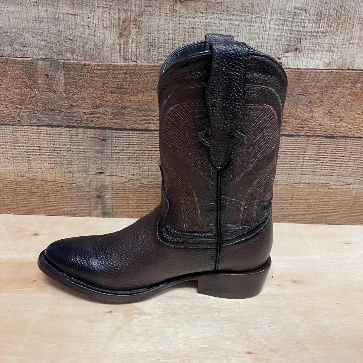 Men's Leather Cowboy Western Brown American Deer Leather Pull On Round Toe Boots Est. 492 - OriginalWestern.com