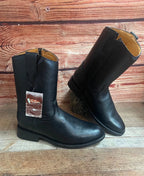 Men's Leather Cowboy Western side Zipper Black Pull on Round Toe Boots Est. 490 - OriginalWestern.com