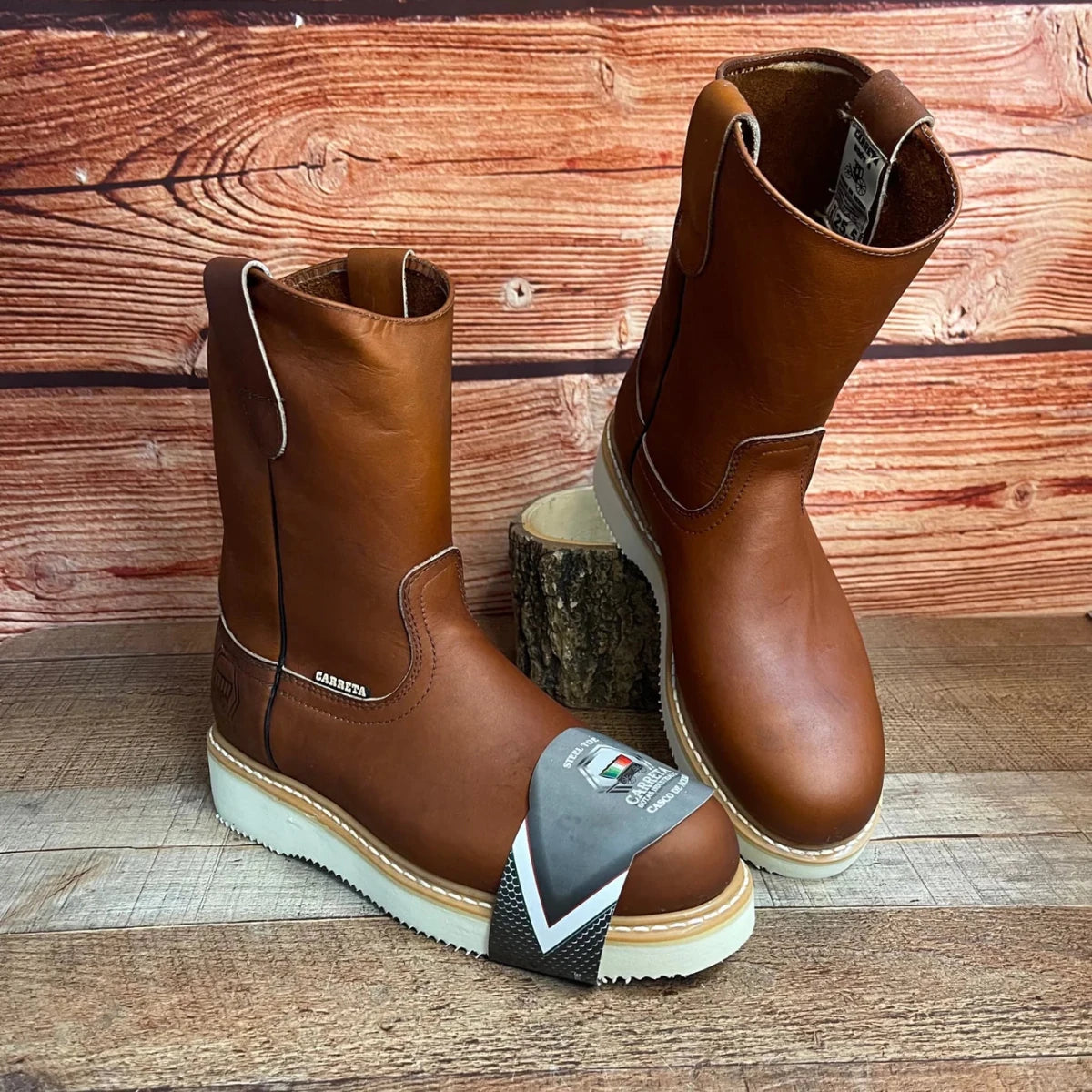 Men's Leather Light Weight Steel Toe Pull on Work Boots Est. 415 - OriginalWestern.com