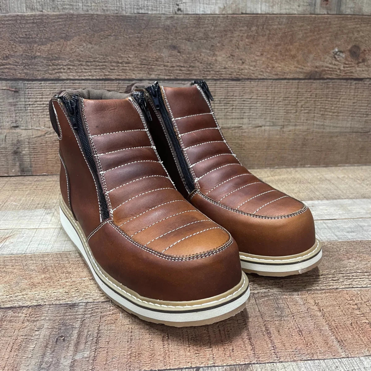 Men's Light Weight Steel Toe Double Density Sole Zipper Work Boot Oil and Water Resistant Est. 337 - OriginalWestern.com